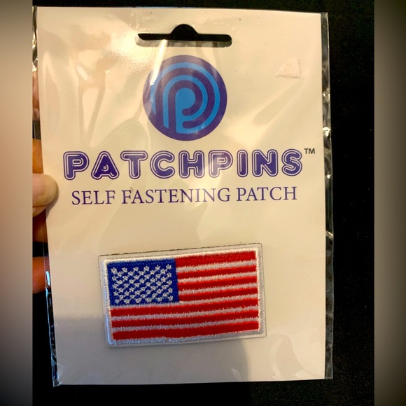 New PATCH PINS American Flag 2 x 1.25 Embroidered Self Fastening Patch USA Flair - Picture 1 of 4